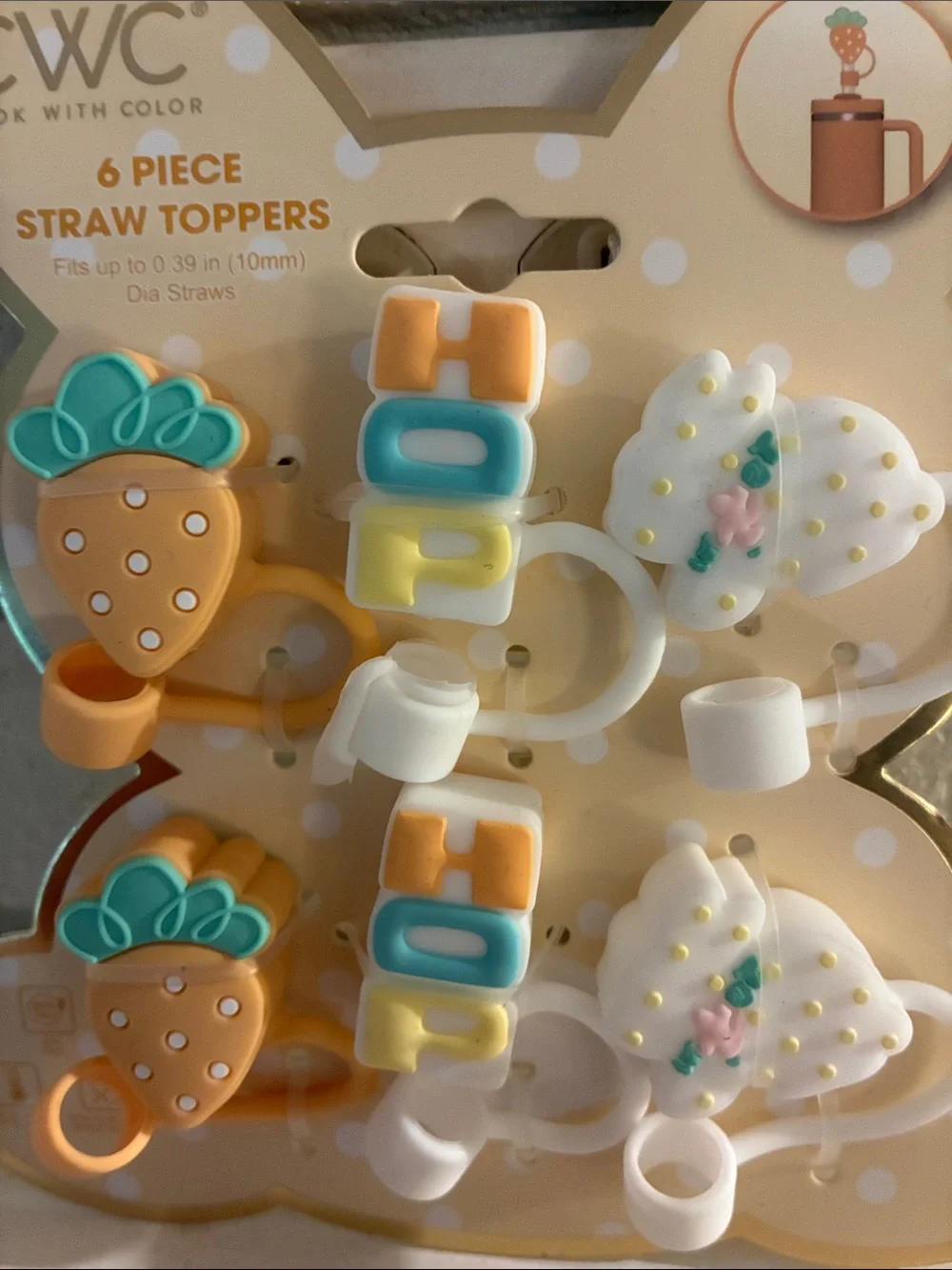 CWC Cook With Color 6-Piece Straw Toppers - Picture 2 of 3